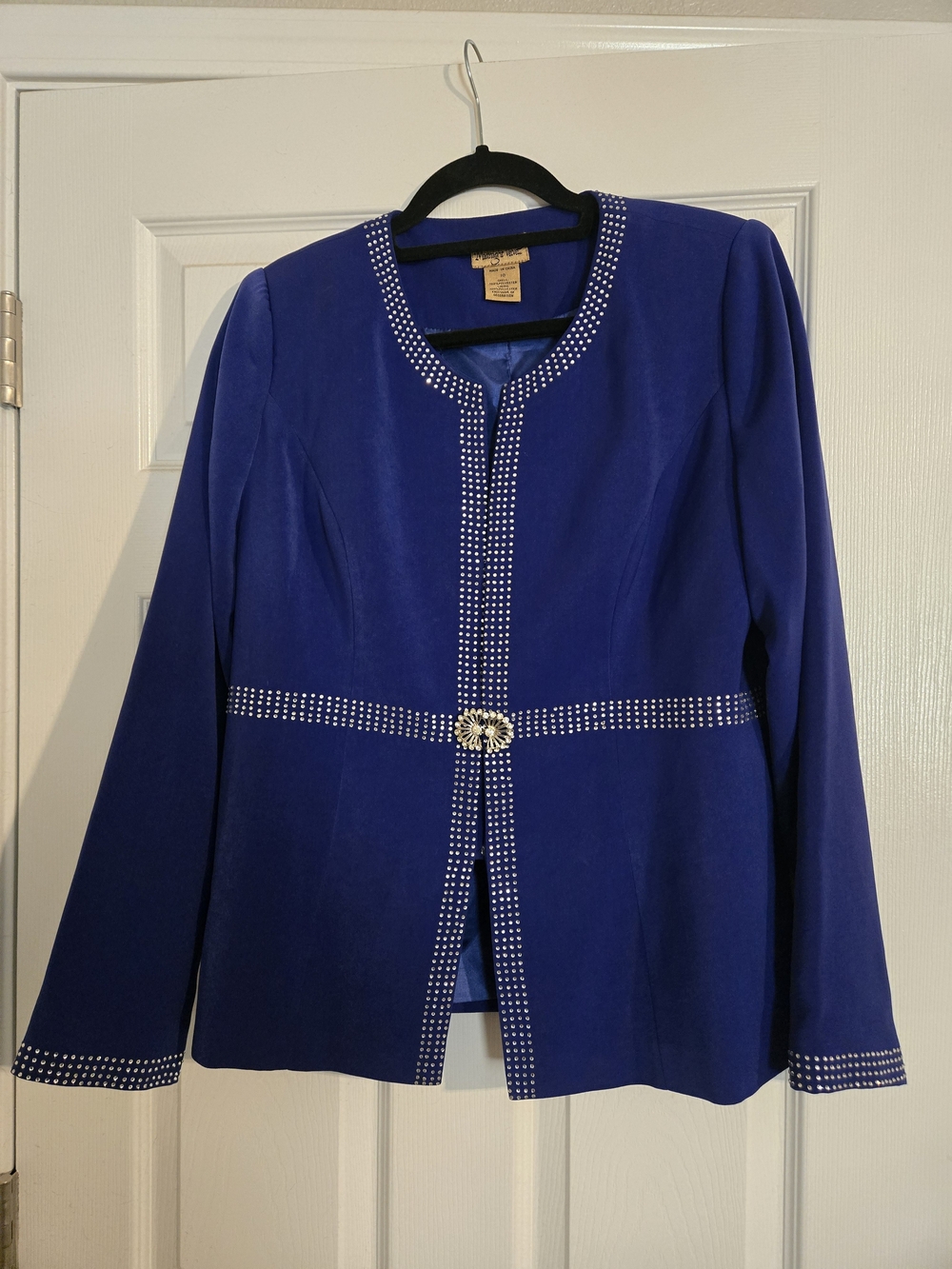 Midnight Velvet Cobalt Blue Rhinestone-Trim Skirt Set